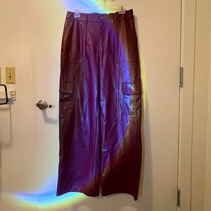 Plum Wide-legged Faux Leather Pants